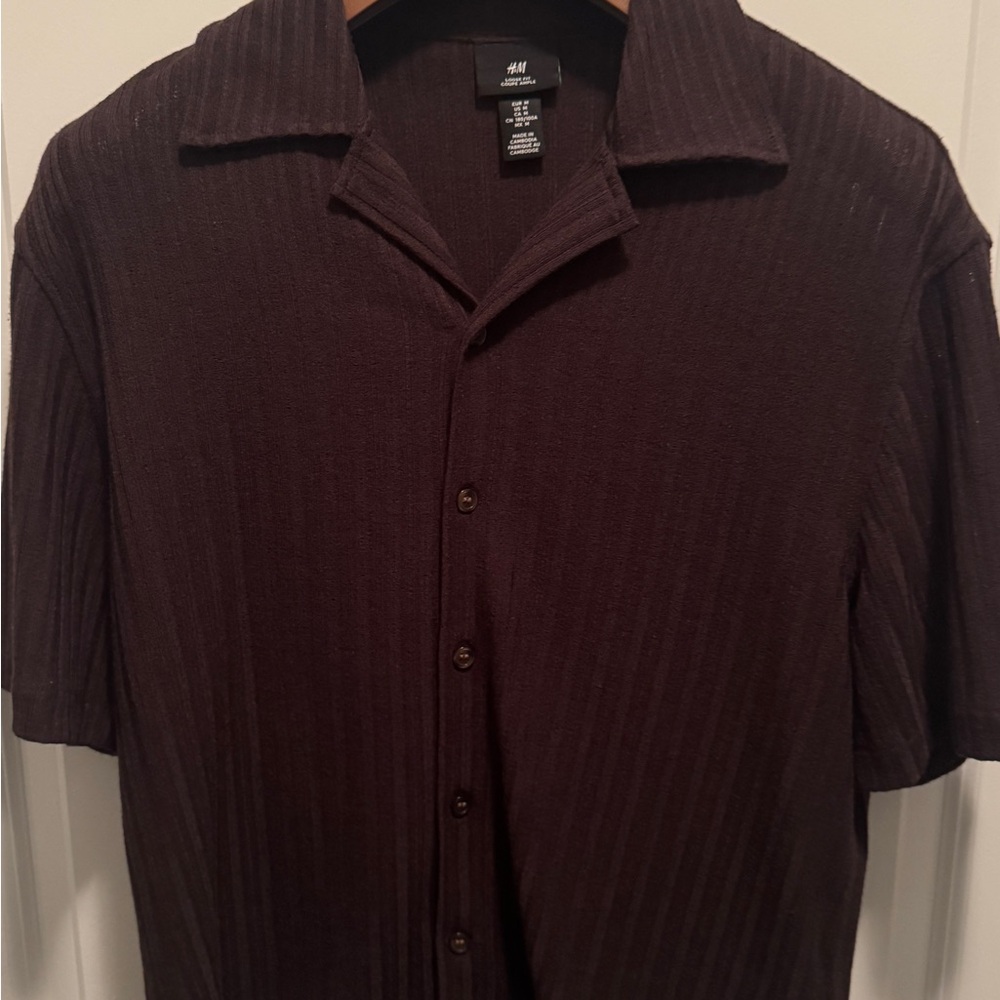 H&M Men's Dark Brown Casual Shirt